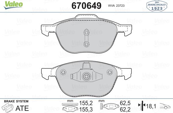 Valeo 670649 - Bremsbelagsatz, Scheibenbremse alexcarstop-ersatzteile.com