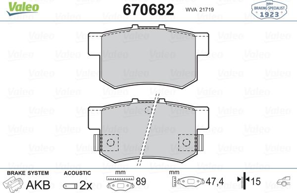 Valeo 670682 - Bremsbelagsatz, Scheibenbremse alexcarstop-ersatzteile.com