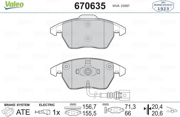 Valeo 670635 - Bremsbelagsatz, Scheibenbremse alexcarstop-ersatzteile.com