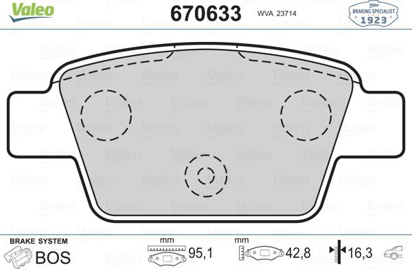 Valeo 670633 - Bremsbelagsatz, Scheibenbremse alexcarstop-ersatzteile.com