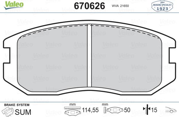 Valeo 670626 - Bremsbelagsatz, Scheibenbremse alexcarstop-ersatzteile.com