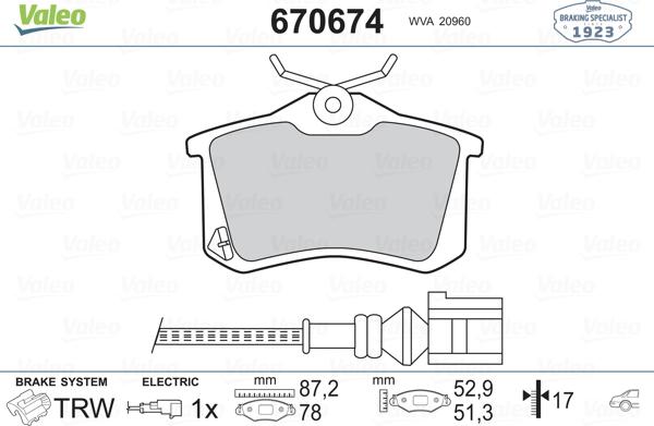 Valeo 670674 - Bremsbelagsatz, Scheibenbremse alexcarstop-ersatzteile.com