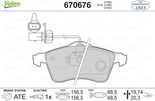 Valeo 670676 - Bremsbelagsatz, Scheibenbremse alexcarstop-ersatzteile.com