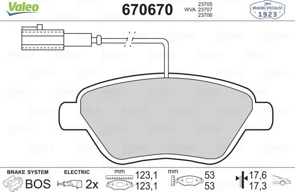 Valeo 670670 - Bremsbelagsatz, Scheibenbremse alexcarstop-ersatzteile.com