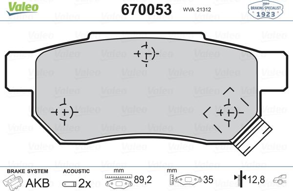 Valeo 670053 - Bremsbelagsatz, Scheibenbremse alexcarstop-ersatzteile.com