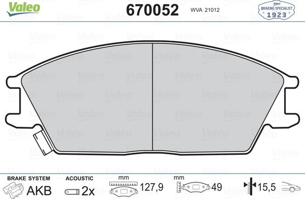 Valeo 670052 - Bremsbelagsatz, Scheibenbremse alexcarstop-ersatzteile.com