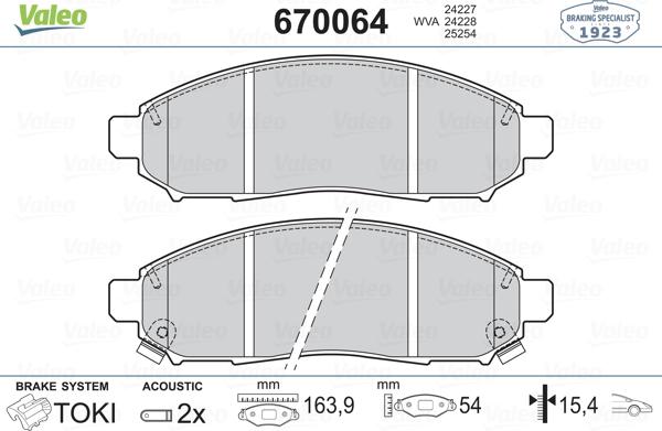 Valeo 670064 - Bremsbelagsatz, Scheibenbremse alexcarstop-ersatzteile.com