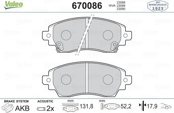 Valeo 670086 - Bremsbelagsatz, Scheibenbremse alexcarstop-ersatzteile.com