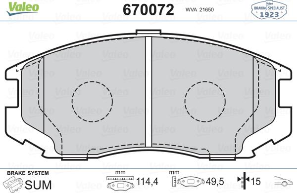 Valeo 670072 - Bremsbelagsatz, Scheibenbremse alexcarstop-ersatzteile.com