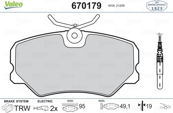 Valeo 670179 - Bremsbelagsatz, Scheibenbremse alexcarstop-ersatzteile.com