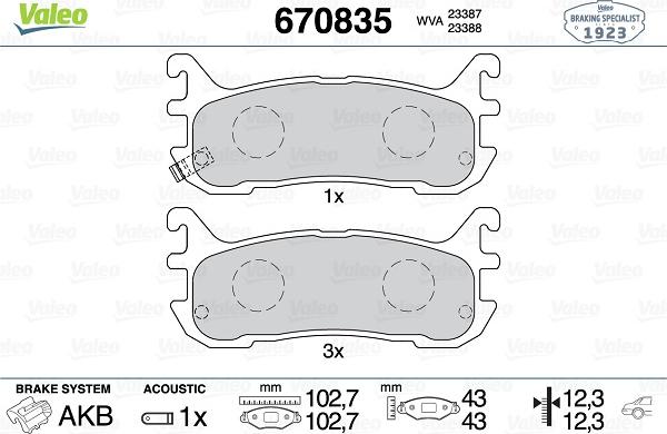 Valeo 670835 - Bremsbelagsatz, Scheibenbremse alexcarstop-ersatzteile.com