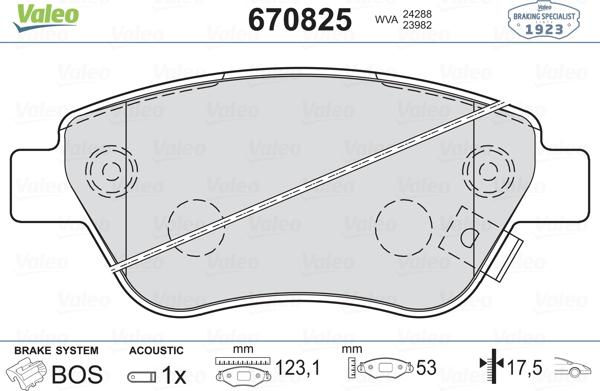 Valeo 670825 - Bremsbelagsatz, Scheibenbremse alexcarstop-ersatzteile.com