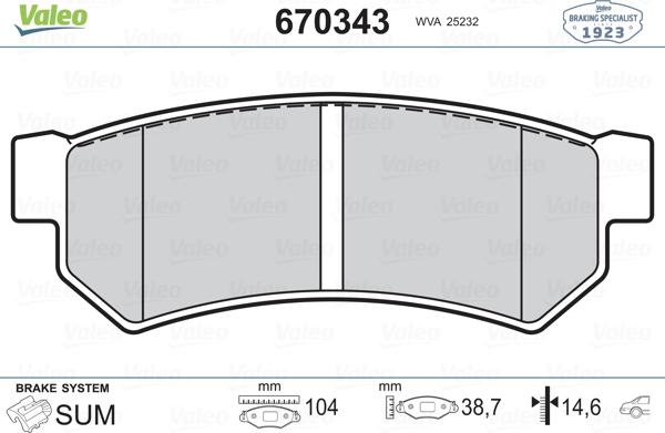 Valeo 670343 - Bremsbelagsatz, Scheibenbremse alexcarstop-ersatzteile.com