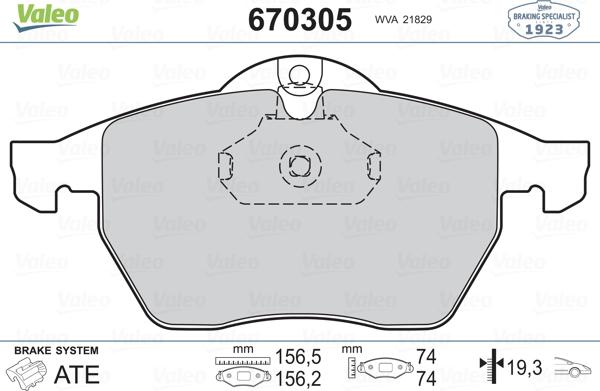 Valeo 670305 - Bremsbelagsatz, Scheibenbremse alexcarstop-ersatzteile.com