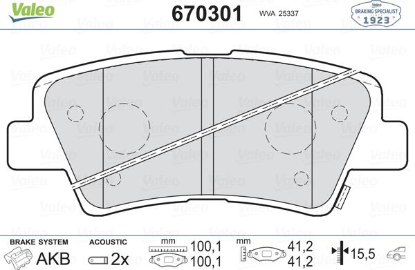 Valeo 670301 - Bremsbelagsatz, Scheibenbremse alexcarstop-ersatzteile.com