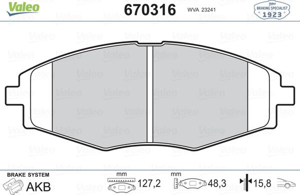 Valeo 670316 - Bremsbelagsatz, Scheibenbremse alexcarstop-ersatzteile.com