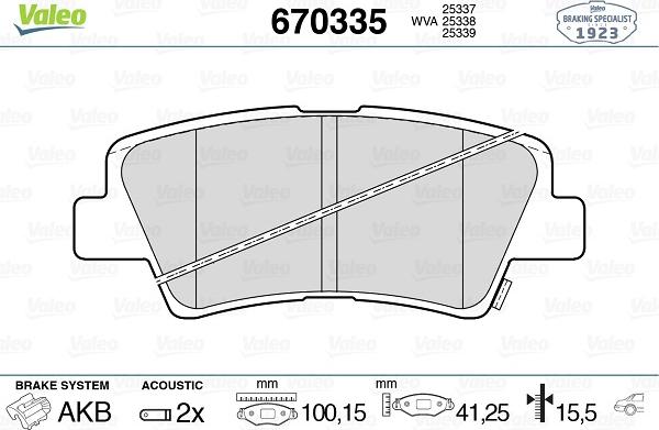 Valeo 670335 - Bremsbelagsatz, Scheibenbremse alexcarstop-ersatzteile.com