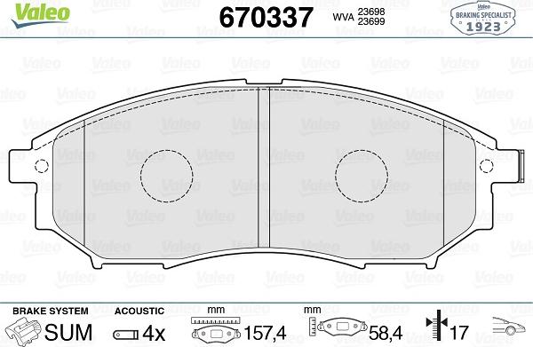 Valeo 670337 - Bremsbelagsatz, Scheibenbremse alexcarstop-ersatzteile.com