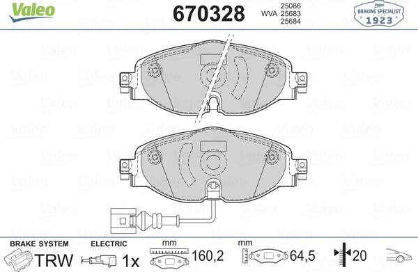 Valeo 670328 - Bremsbelagsatz, Scheibenbremse alexcarstop-ersatzteile.com