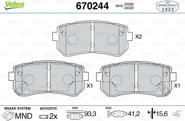 Valeo 670244 - Bremsbelagsatz, Scheibenbremse alexcarstop-ersatzteile.com