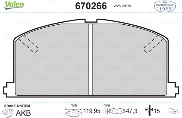 Valeo 670266 - Bremsbelagsatz, Scheibenbremse alexcarstop-ersatzteile.com