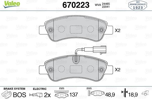 Valeo 670223 - Bremsbelagsatz, Scheibenbremse alexcarstop-ersatzteile.com