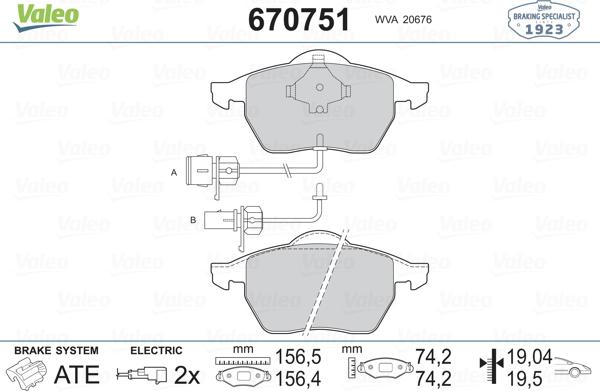 Valeo 670751 - Bremsbelagsatz, Scheibenbremse alexcarstop-ersatzteile.com