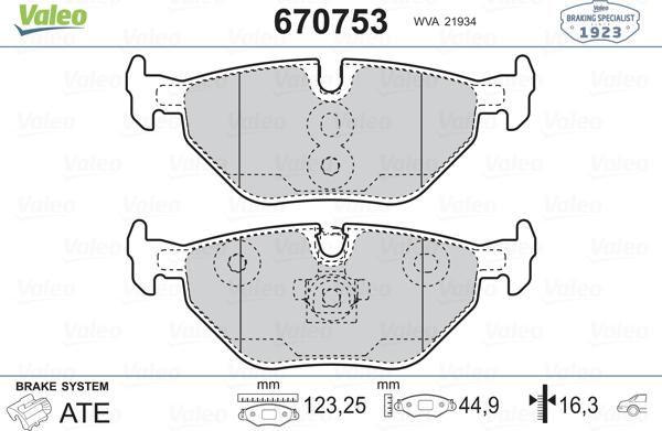 Valeo 670753 - Bremsbelagsatz, Scheibenbremse alexcarstop-ersatzteile.com