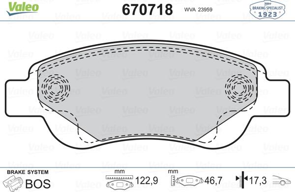 Valeo 670718 - Bremsbelagsatz, Scheibenbremse alexcarstop-ersatzteile.com