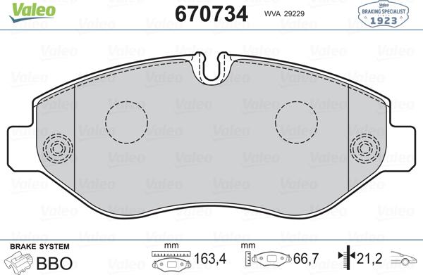 Valeo 670734 - Bremsbelagsatz, Scheibenbremse alexcarstop-ersatzteile.com