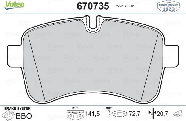 Valeo 670735 - Bremsbelagsatz, Scheibenbremse alexcarstop-ersatzteile.com