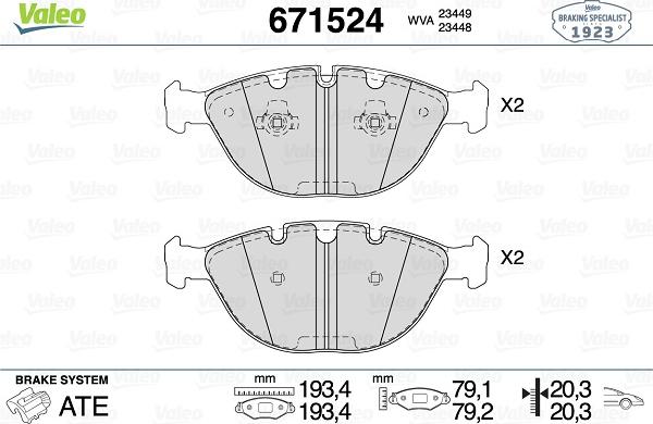 Valeo 671524 - Bremsbelagsatz, Scheibenbremse alexcarstop-ersatzteile.com