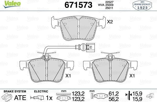 Valeo 671573 - Bremsbelagsatz, Scheibenbremse alexcarstop-ersatzteile.com