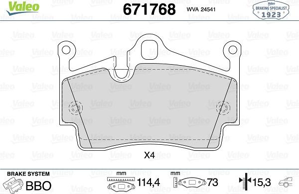 Valeo 671768 - Bremsbelagsatz, Scheibenbremse alexcarstop-ersatzteile.com