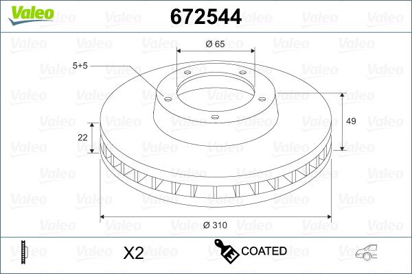 Valeo 672544 - Bremsscheibe alexcarstop-ersatzteile.com