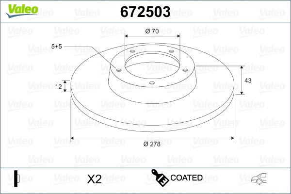 Valeo 672503 - Bremsscheibe alexcarstop-ersatzteile.com