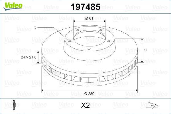 Valeo 197485 - Bremsscheibe alexcarstop-ersatzteile.com