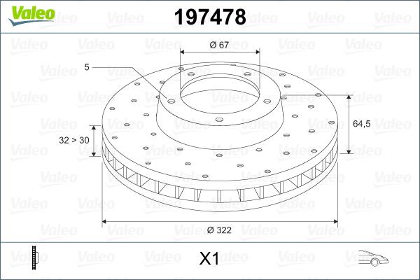 Valeo 197478 - Bremsscheibe alexcarstop-ersatzteile.com