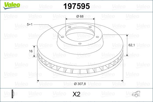 Valeo 197595 - Bremsscheibe alexcarstop-ersatzteile.com