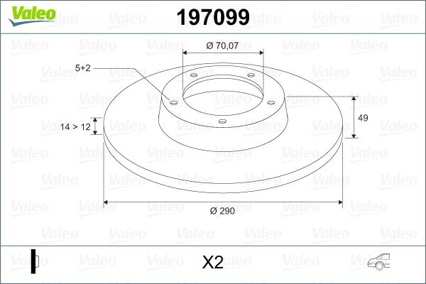 Valeo 197099 - Bremsscheibe alexcarstop-ersatzteile.com