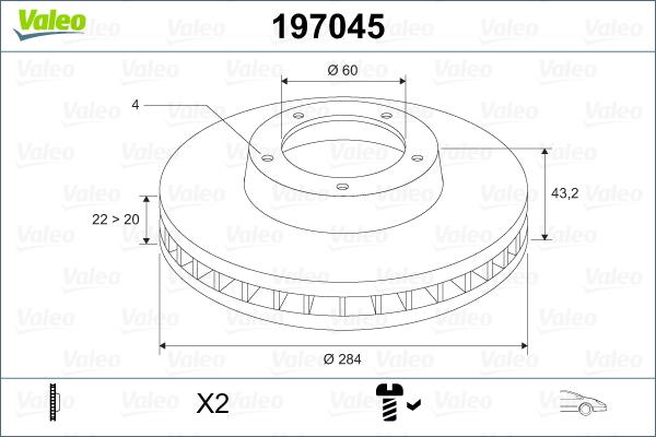 Valeo 197045 - Bremsscheibe alexcarstop-ersatzteile.com