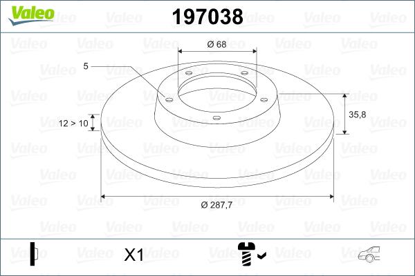 Valeo 197038 - Bremsscheibe alexcarstop-ersatzteile.com