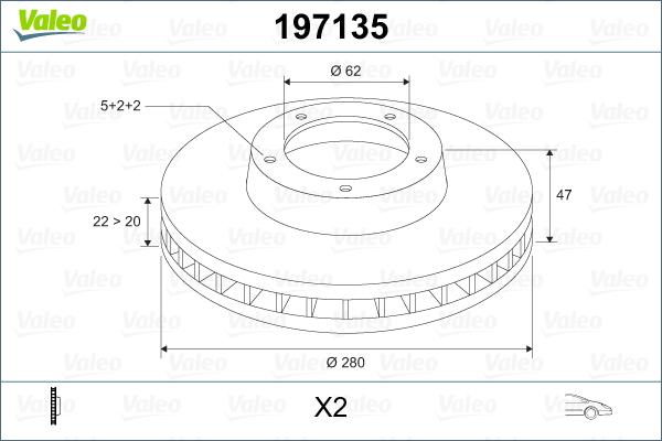 Valeo 197135 - Bremsscheibe alexcarstop-ersatzteile.com