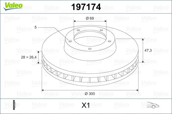 Valeo 197174 - Bremsscheibe alexcarstop-ersatzteile.com