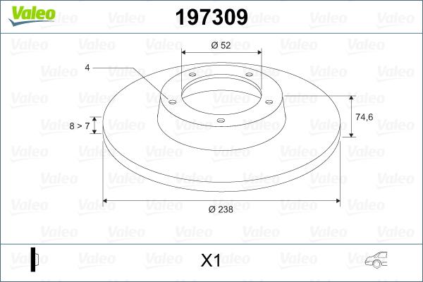 Valeo 197309 - Bremsscheibe alexcarstop-ersatzteile.com