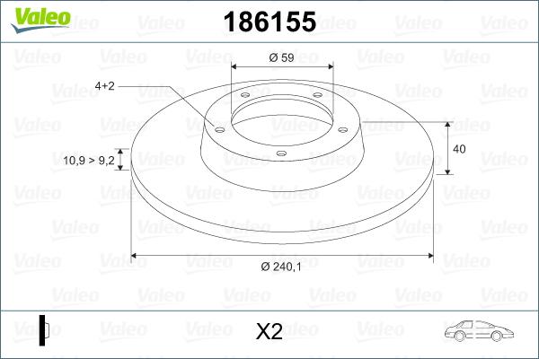 Valeo 186155 - Bremsscheibe alexcarstop-ersatzteile.com