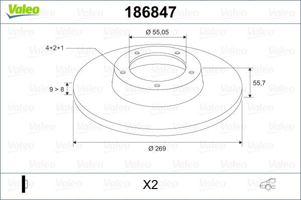 Valeo 186847 - Bremsscheibe alexcarstop-ersatzteile.com