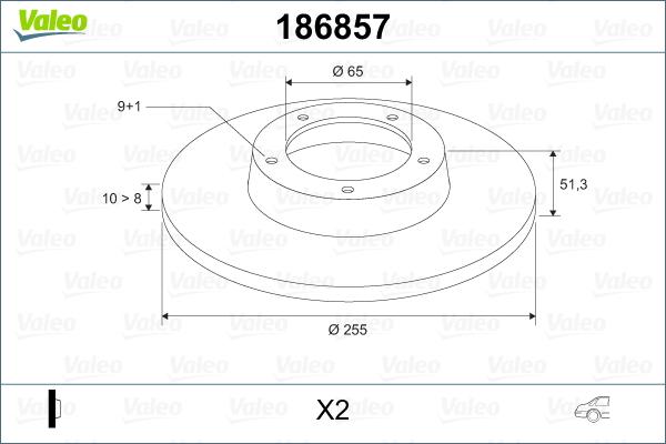 Valeo 186857 - Bremsscheibe alexcarstop-ersatzteile.com