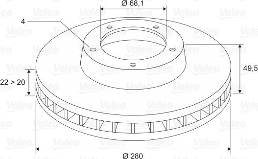 Valeo 186821 - Bremsscheibe alexcarstop-ersatzteile.com