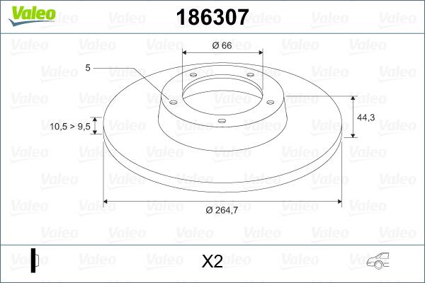 Valeo 186307 - Bremsscheibe alexcarstop-ersatzteile.com